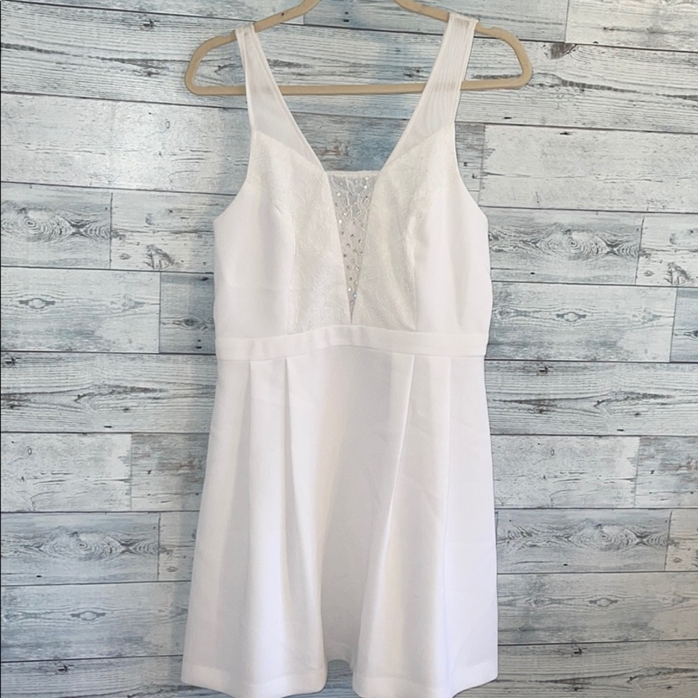 Formal White Dress w/ custom rhinestones